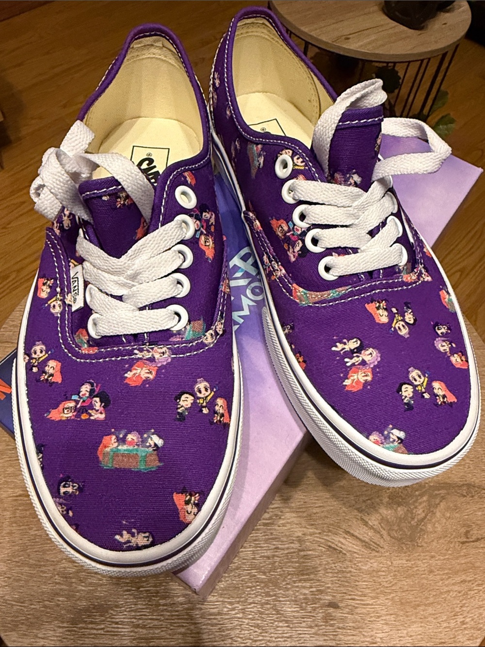 Vans  Purple Canvas Lace-Up Sneakers with Cartoon Character Print